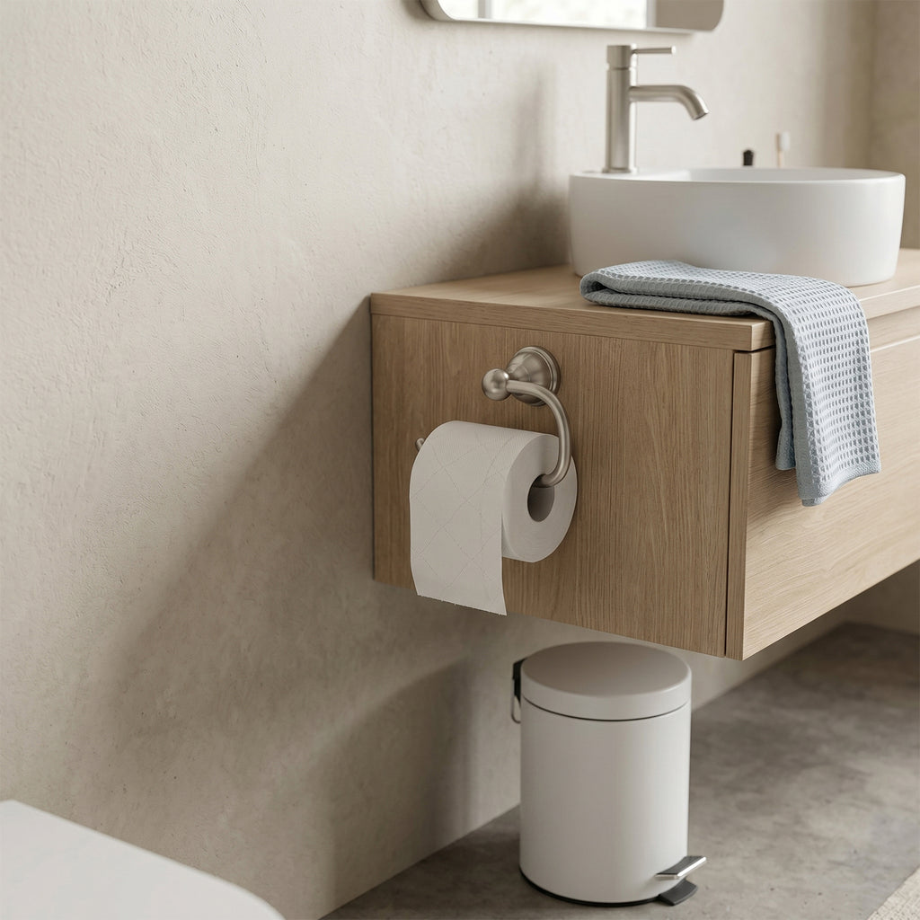 Wall Mounted Toilet Paper Holder, Modern Bathroom Tissue Roll Holder with Open End Design