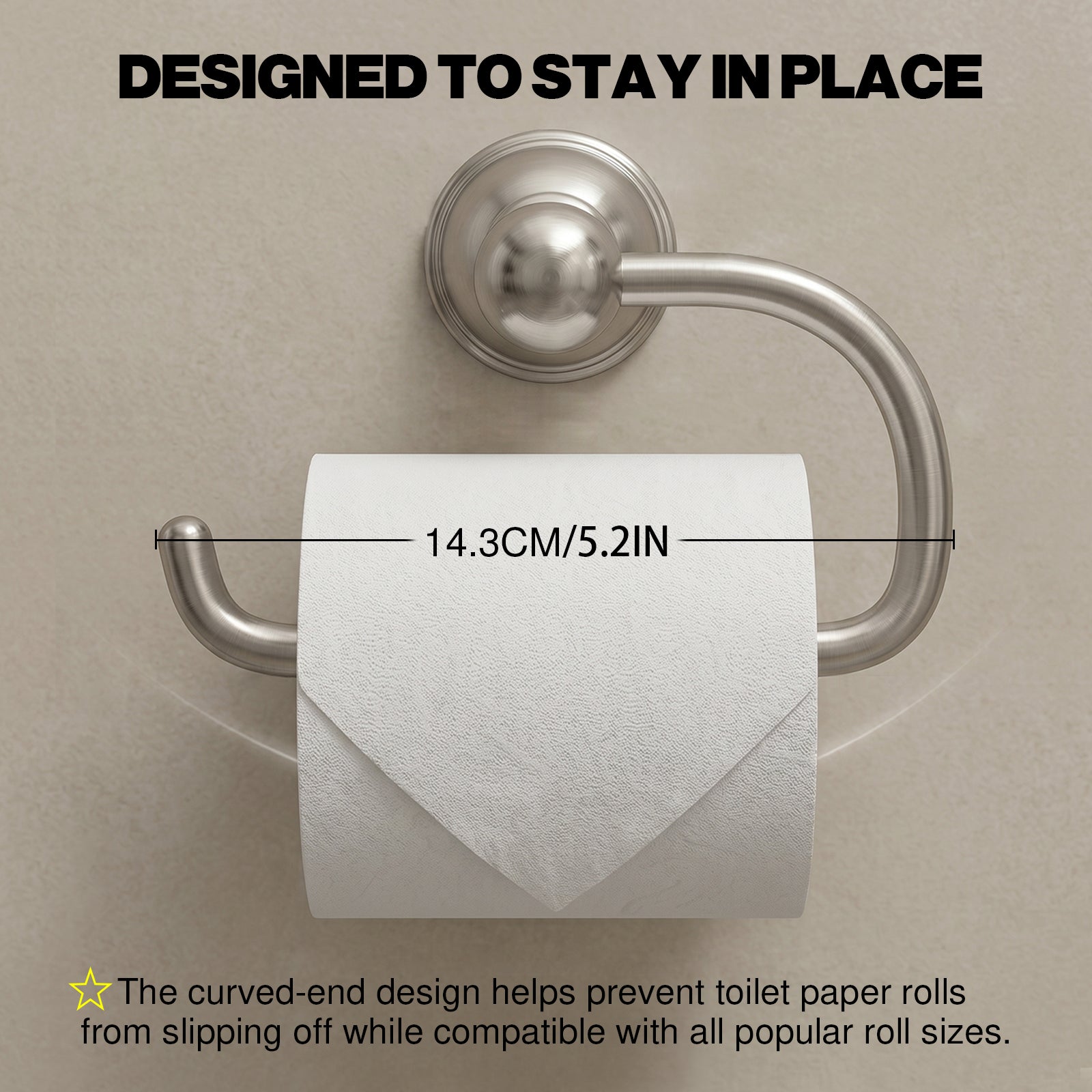 Wall Mounted Toilet Paper Holder, Modern Bathroom Tissue Roll Holder with Open End Design