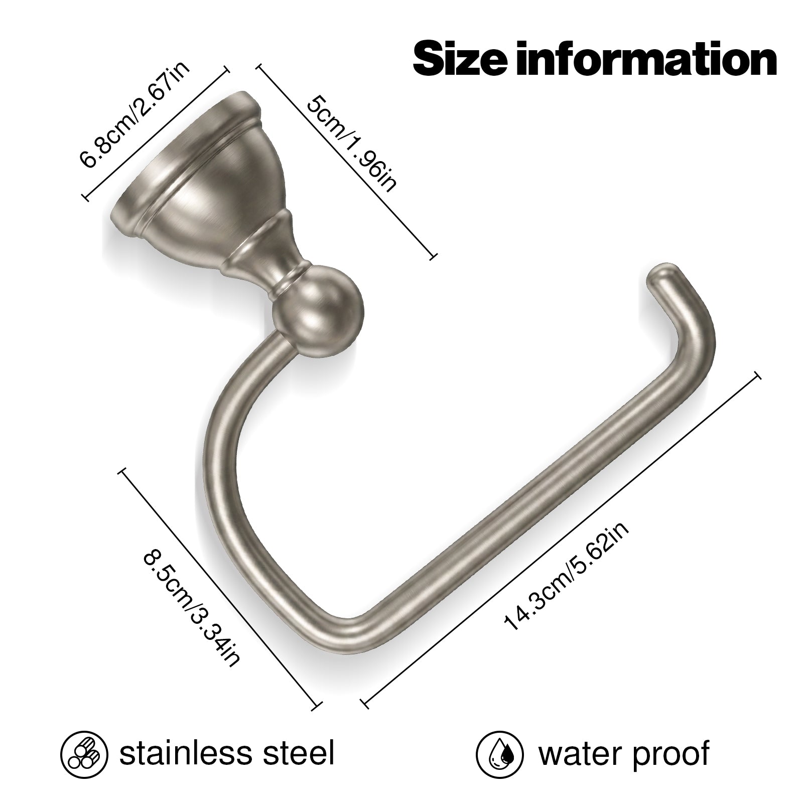 Wall Mounted Toilet Paper Holder, Modern Bathroom Tissue Roll Holder with Open End Design