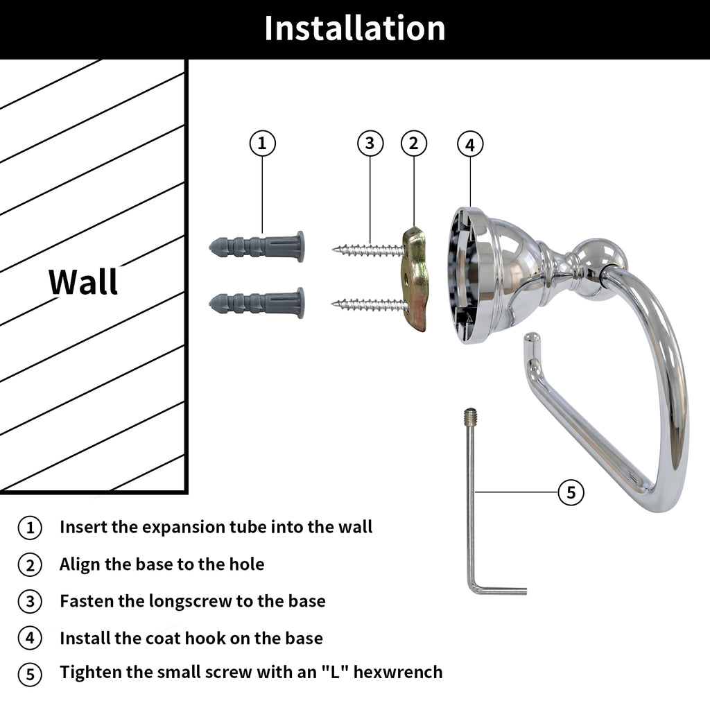 Wall Mounted Toilet Paper Holder, Modern Bathroom Tissue Roll Holder with Open End Design