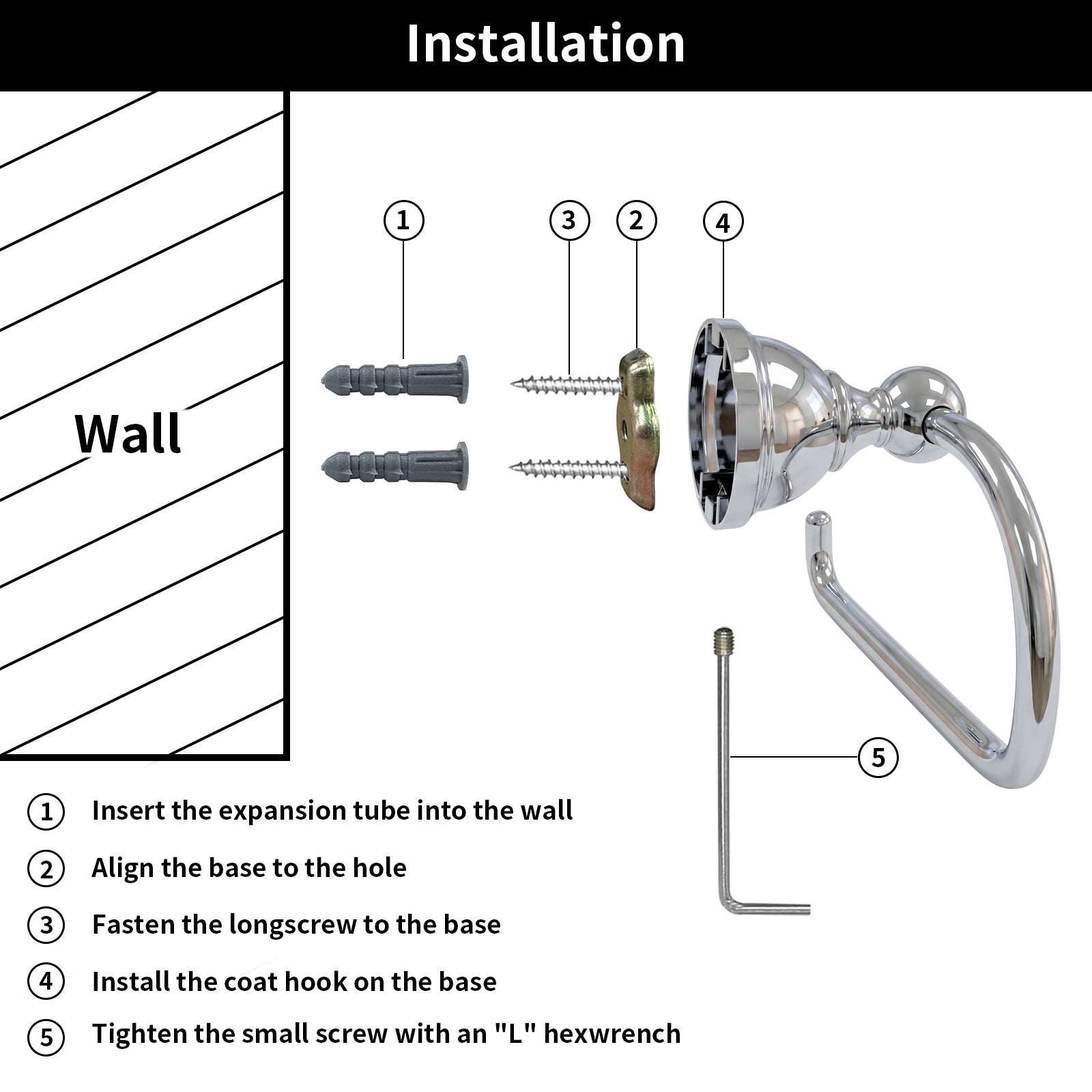 Wall Mounted Toilet Paper Holder, Modern Bathroom Tissue Roll Holder with Open End Design
