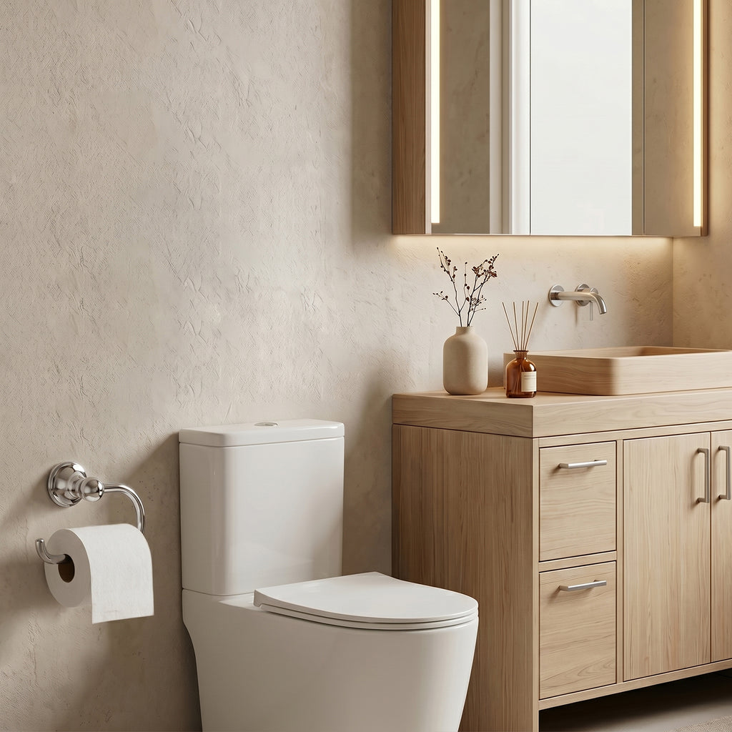 Wall Mounted Toilet Paper Holder, Modern Bathroom Tissue Roll Holder with Open End Design