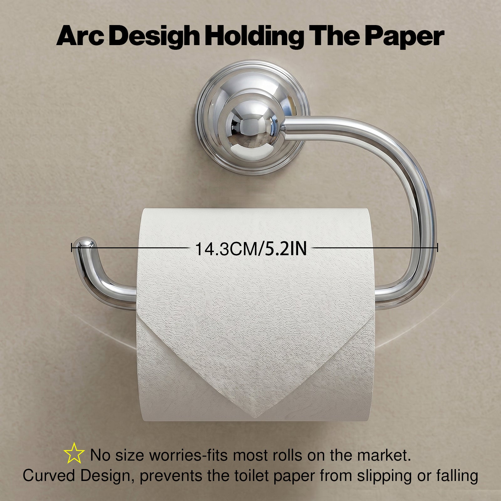 Wall Mounted Toilet Paper Holder, Modern Bathroom Tissue Roll Holder with Open End Design
