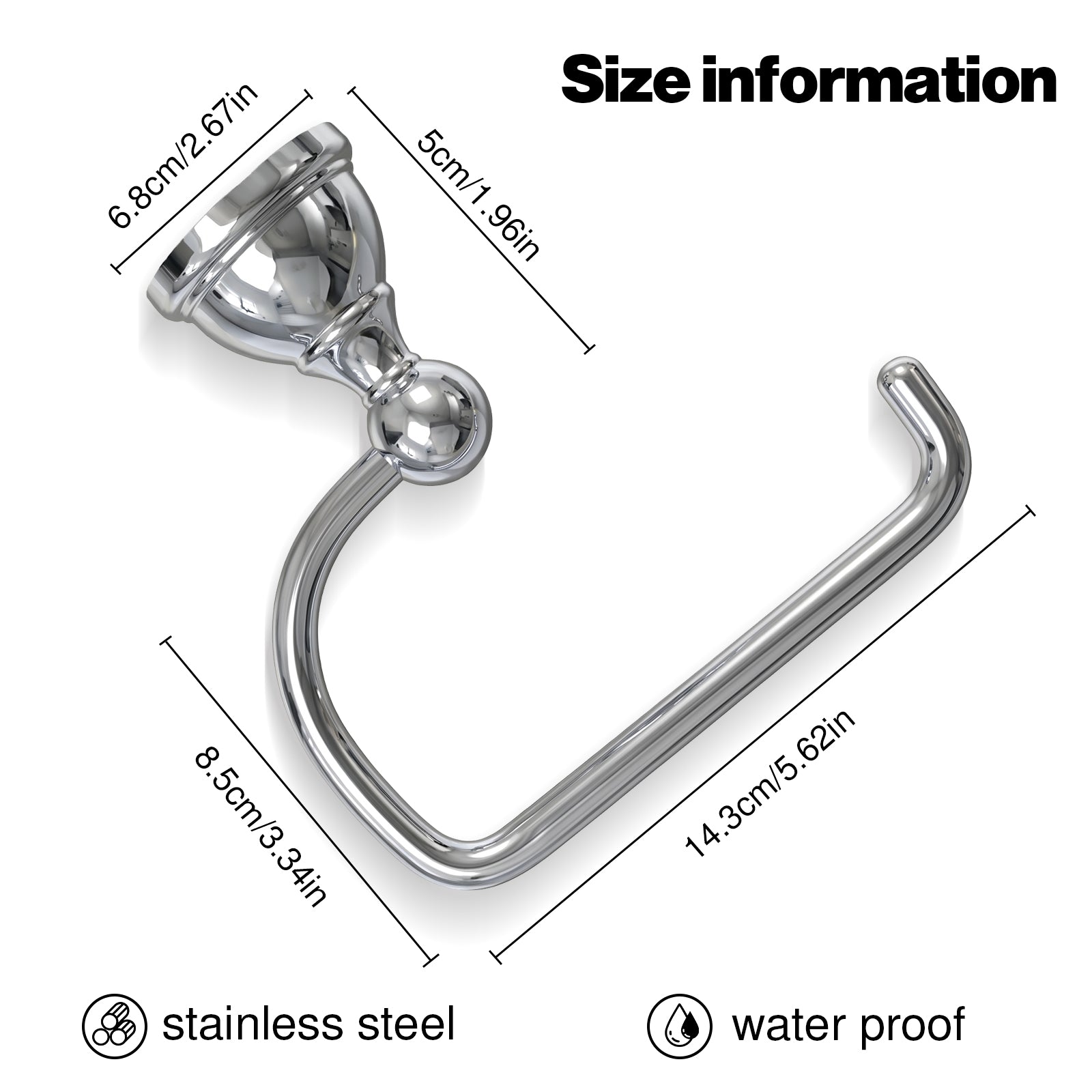Wall Mounted Toilet Paper Holder, Modern Bathroom Tissue Roll Holder with Open End Design