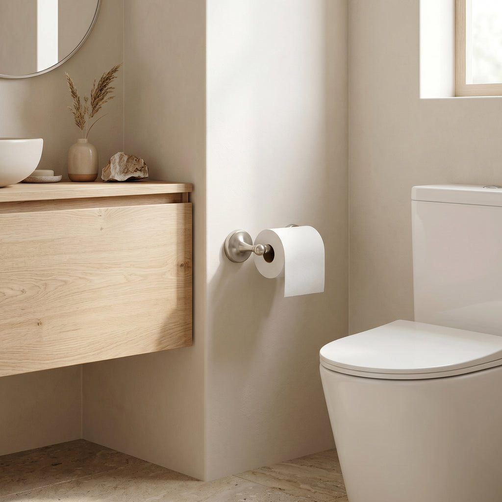 Wall Mounted Toilet Paper Holder, Bathroom Tissue Roll Holder with Double Post Design