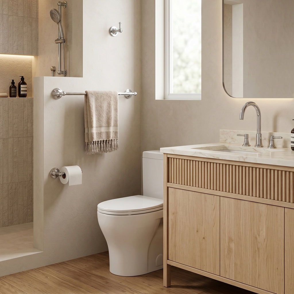 Wall Mounted Toilet Paper Holder, Bathroom Tissue Roll Holder with Double Post Design