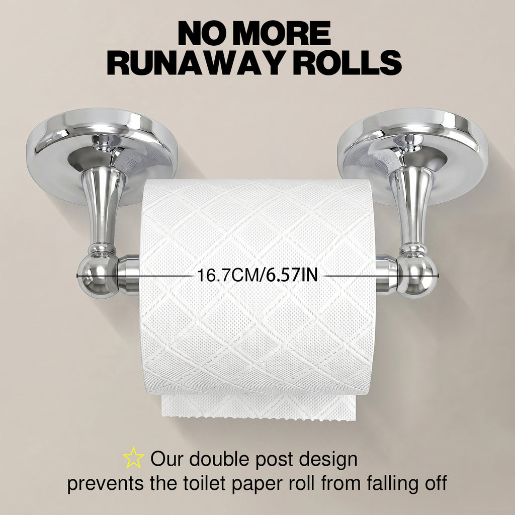 Wall Mounted Toilet Paper Holder, Bathroom Tissue Roll Holder with Double Post Design