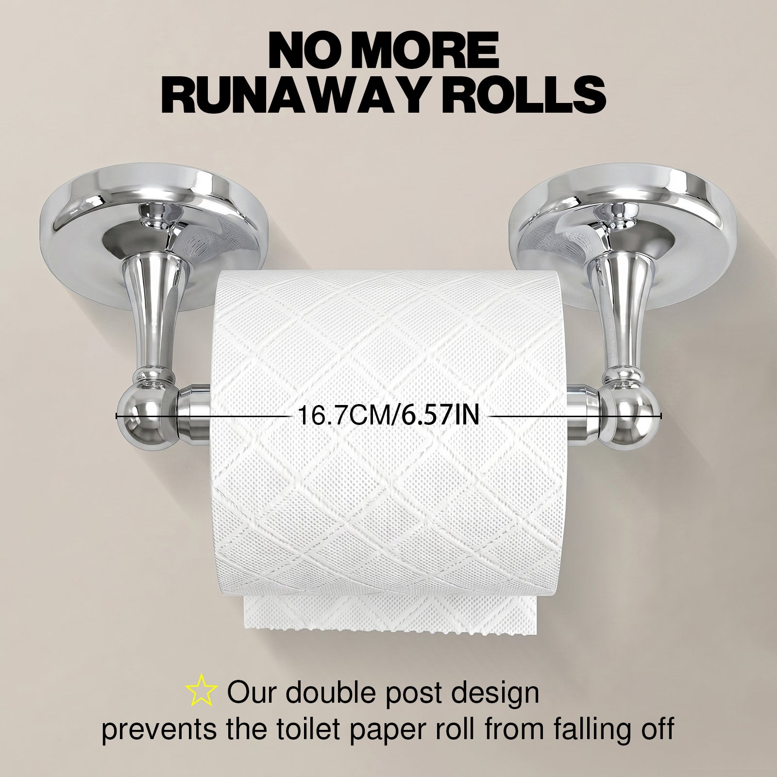 Wall Mounted Toilet Paper Holder, Bathroom Tissue Roll Holder with Double Post Design