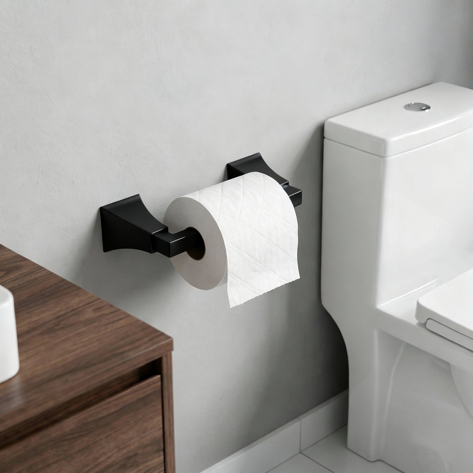 Wall Mounted Toilet Paper Holder, Modern Bathroom Tissue Roll Holder with Open End Design