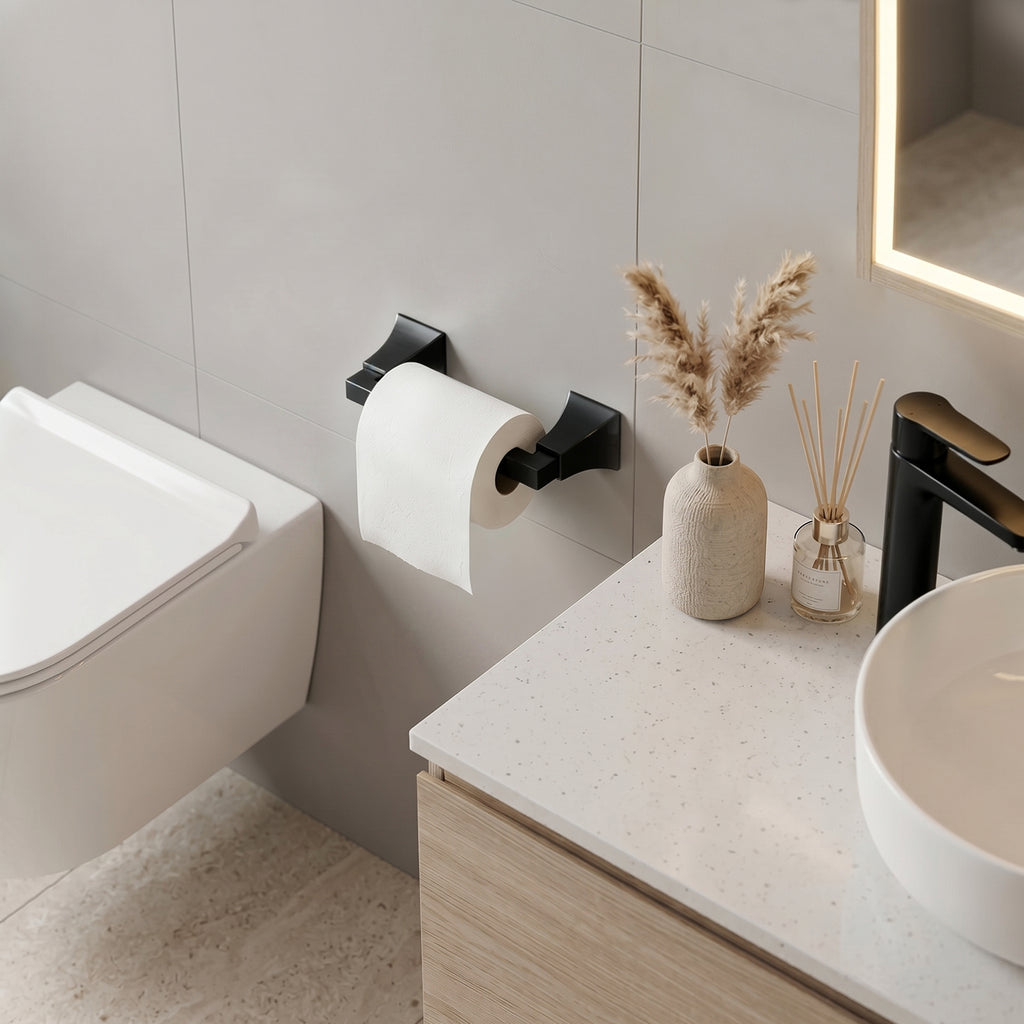 Wall Mounted Toilet Paper Holder, Modern Bathroom Tissue Roll Holder with Open End Design