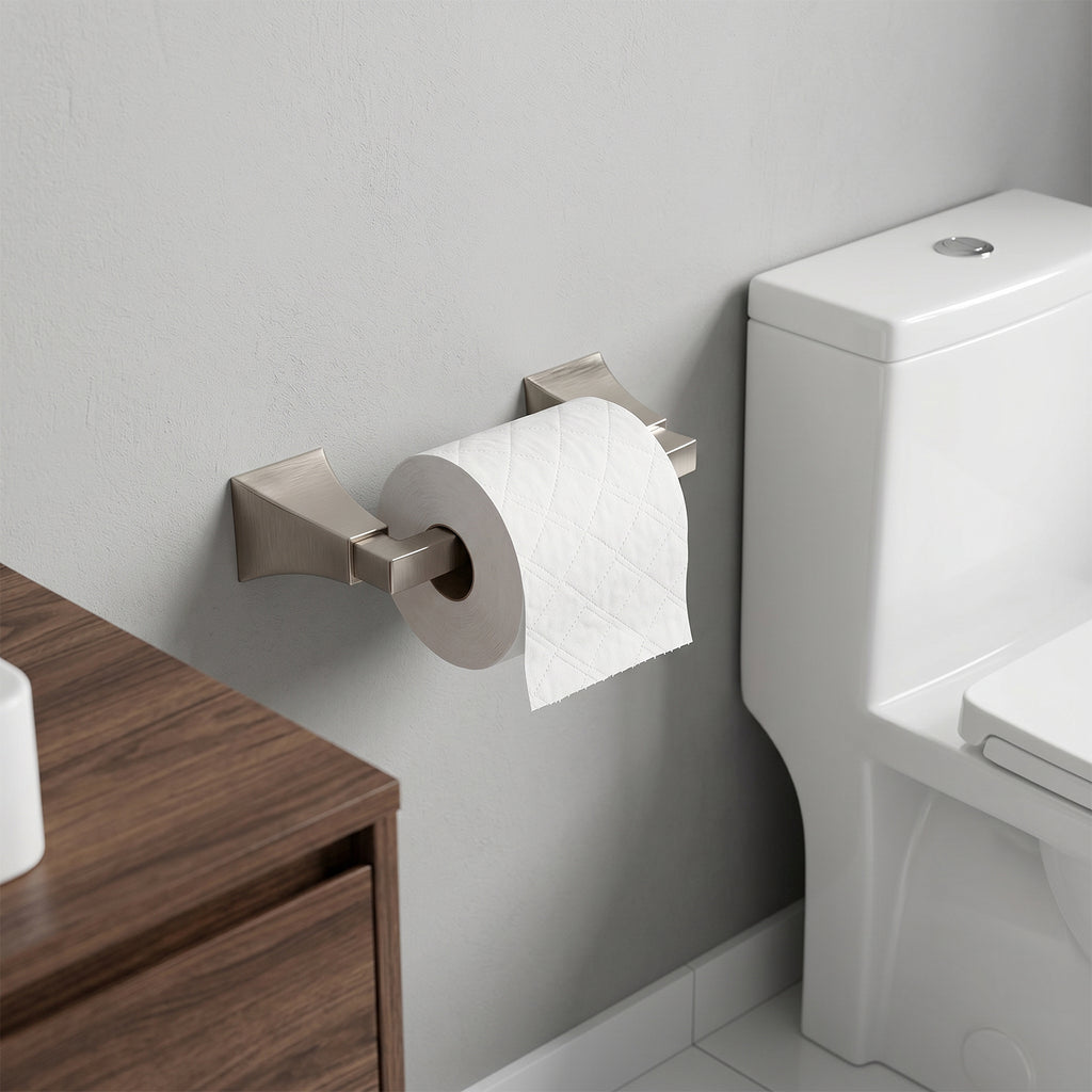 Wall Mounted Toilet Paper Holder, Modern Bathroom Tissue Roll Holder with Open End Design