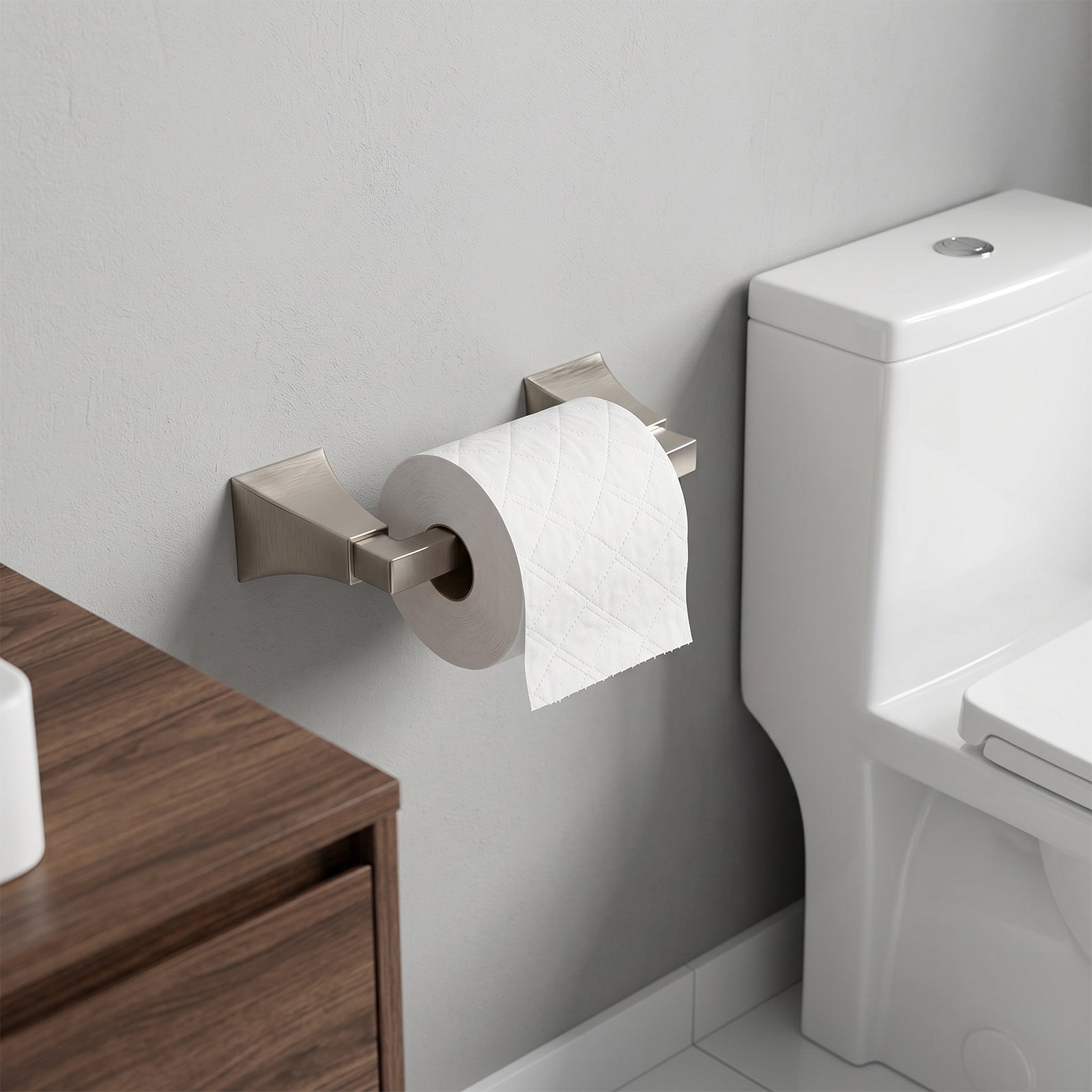 Wall Mounted Toilet Paper Holder, Modern Bathroom Tissue Roll Holder with Open End Design