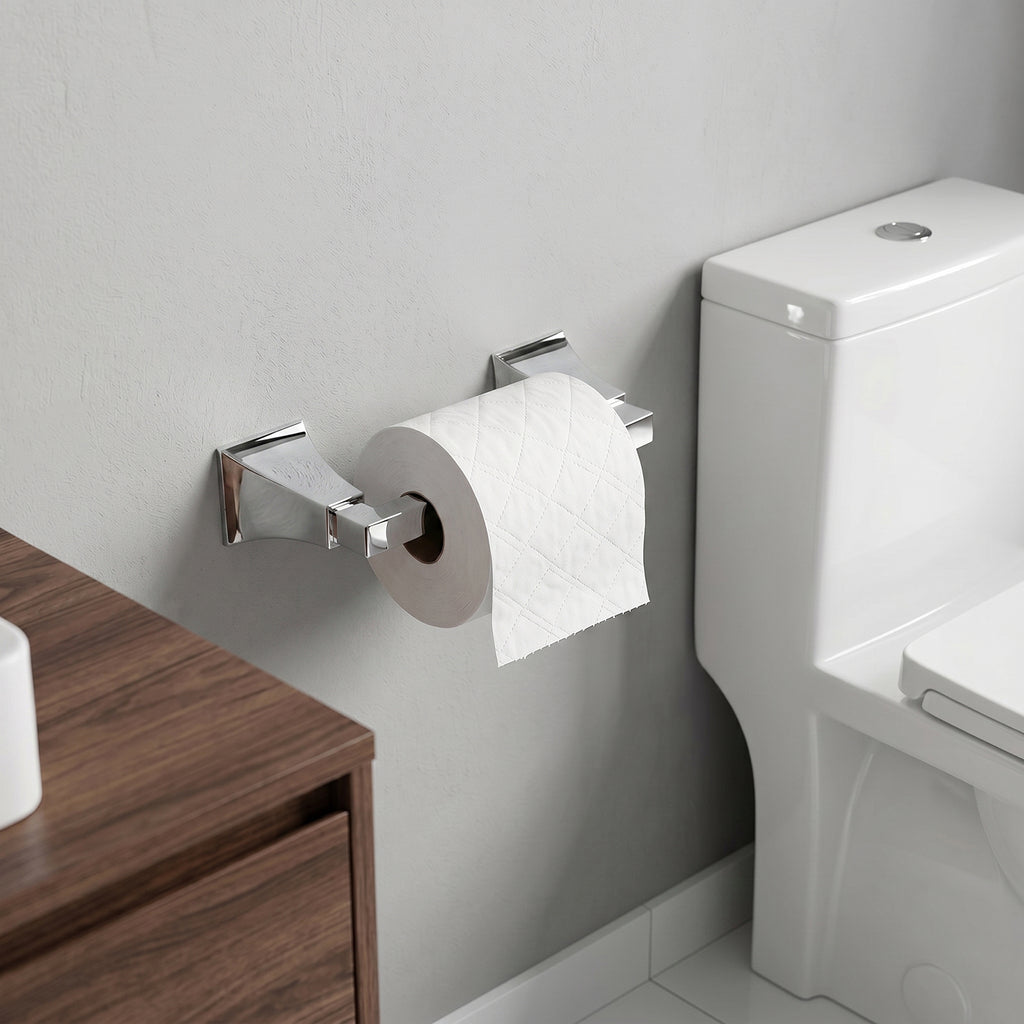 Wall Mounted Toilet Paper Holder, Modern Bathroom Tissue Roll Holder with Open End Design