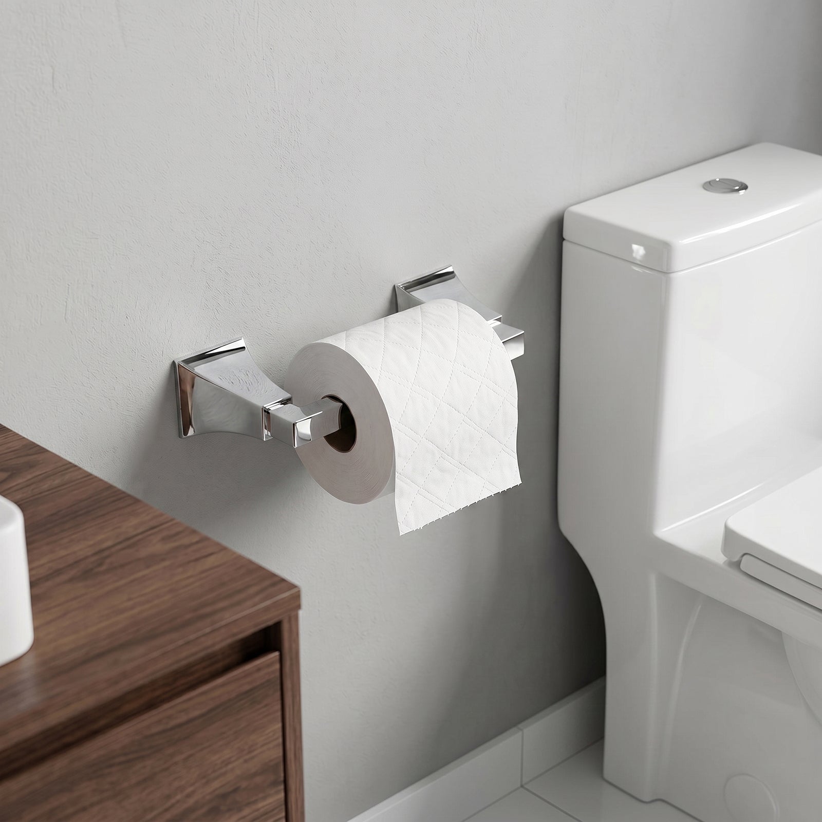 Wall Mounted Toilet Paper Holder, Modern Bathroom Tissue Roll Holder with Open End Design