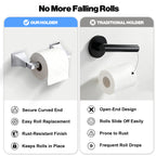 Wall Mounted Toilet Paper Holder, Modern Bathroom Tissue Roll Holder with Open End Design
