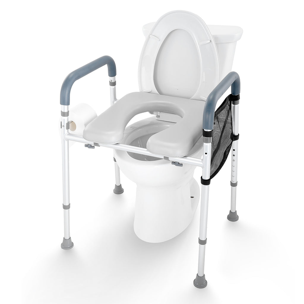 Adjustable 3-IN-1 Raised Toilet Seat with Padded Arms