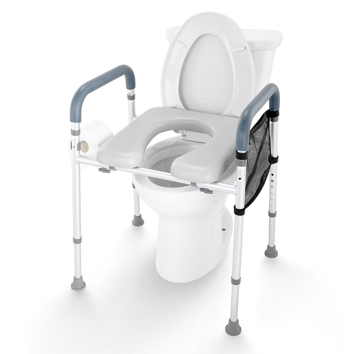 Adjustable 3-IN-1 Raised Toilet Seat with Padded Arms