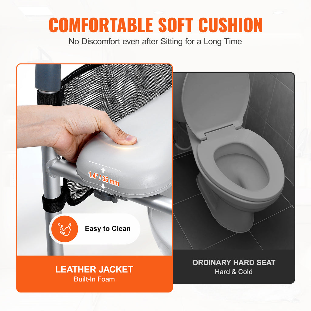 Adjustable 3-IN-1 Raised Toilet Seat with Padded Arms