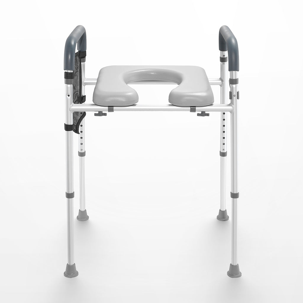 Adjustable 3-IN-1 Raised Toilet Seat with Padded Arms