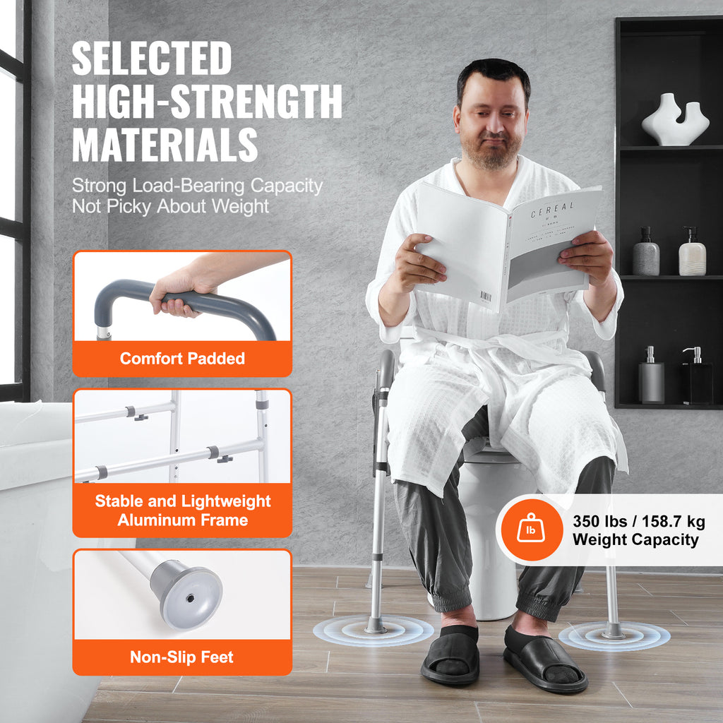 Adjustable 3-IN-1 Raised Toilet Seat with Padded Arms