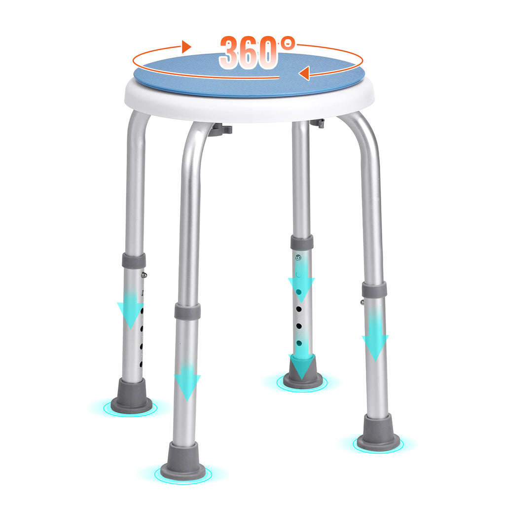 Adjustable 360° Swivel Shower Chair with Non-Slip Feet