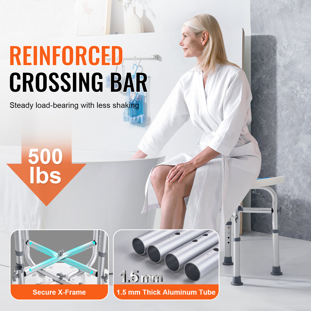 Adjustable Shower Chair with Crossbar Support