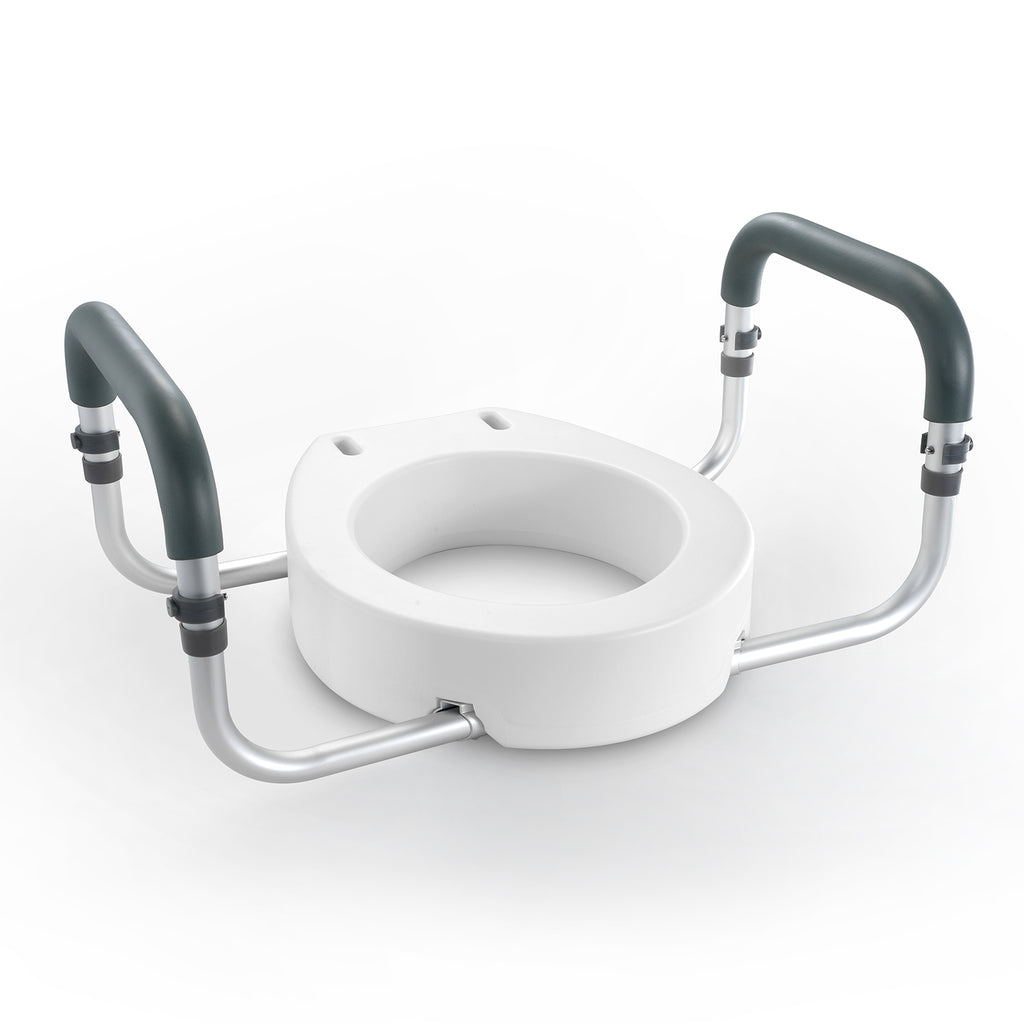 3.5-Inch Lift Raised Toilet Seat with Padded Armrests