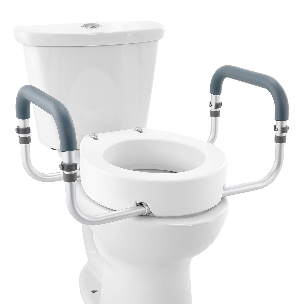 3.5-Inch Lift Raised Toilet Seat with Padded Armrests