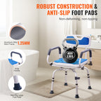 360° Swivel Adjustable Shower Chair with Pivoting Armrests