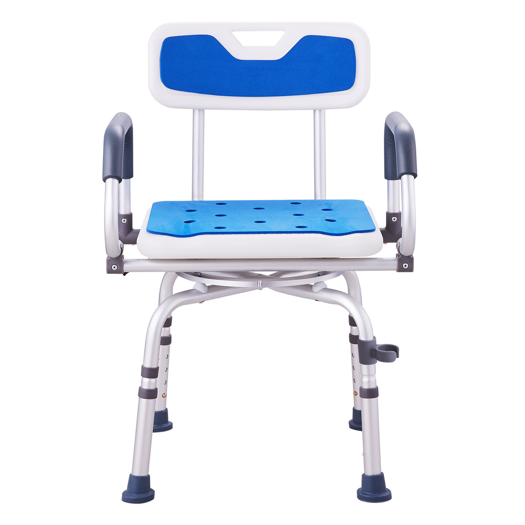 360° Swivel Adjustable Shower Chair with Pivoting Armrests