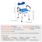 360° Swivel Adjustable Shower Chair with Pivoting Armrests