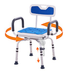 360° Swivel Adjustable Height Shower Chair with Armrests & Backrest