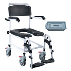 4-in-1 Shower Commode Wheelchair with Locking Wheels