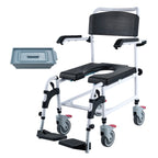 4-in-1 Shower Commode Wheelchair with Locking Wheels