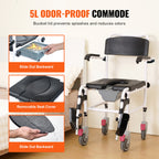 4-in-1 Shower Commode Wheelchair with Locking Wheels