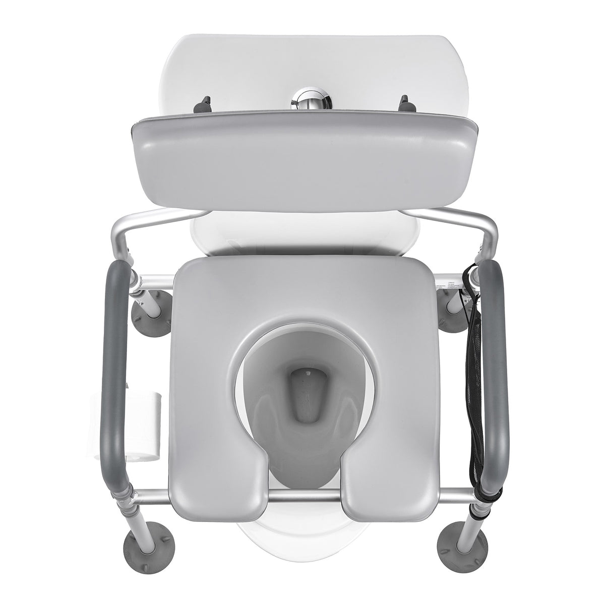 Adjustable 4-in-1 Bedside Commode Chair with Padded Seat & Backrest