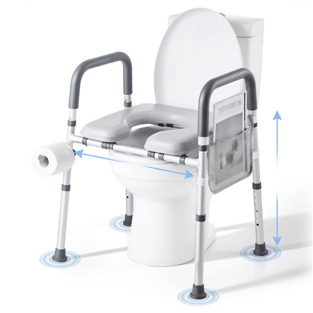Adjustable 4-in-1 Toilet Safety Frame with Padded Seat