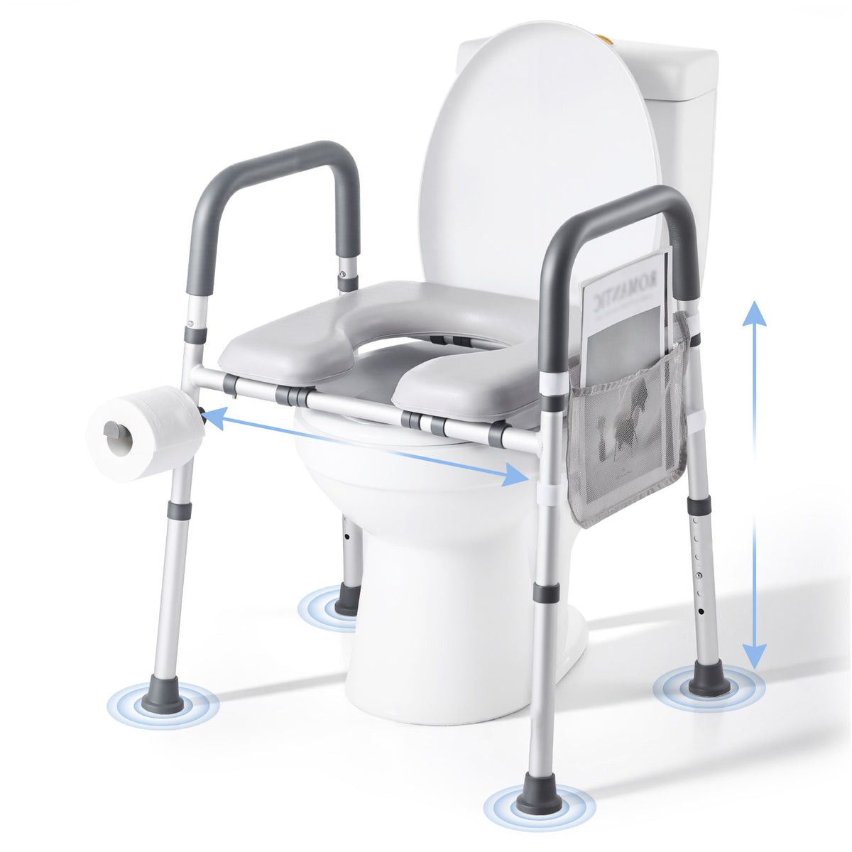 Adjustable 4-in-1 Toilet Safety Frame with Padded Seat