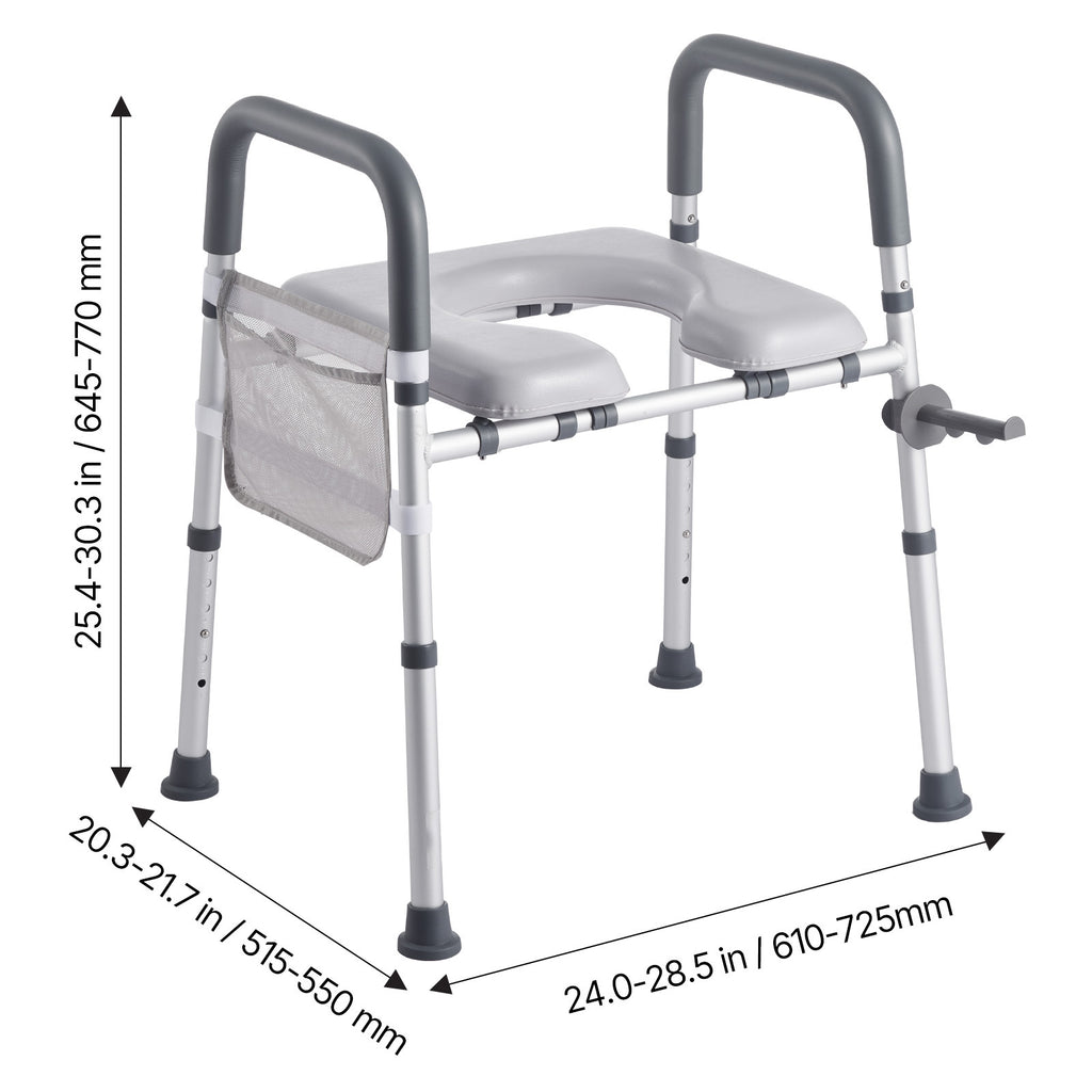 Adjustable 4-in-1 Toilet Safety Frame with Padded Seat