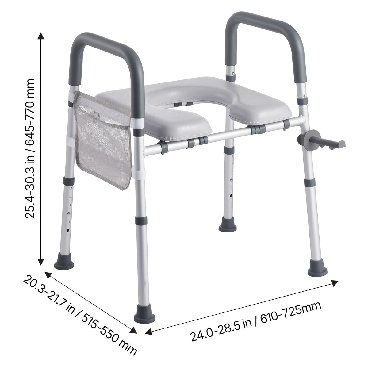 Adjustable 4-in-1 Toilet Safety Frame with Padded Seat