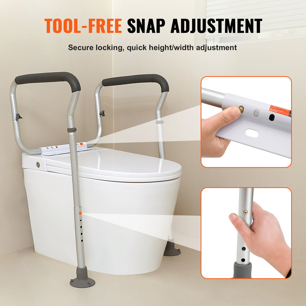 Adjustable Toilet Safety Rails with Padded Armrests