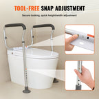 Adjustable Toilet Safety Rails with Padded Armrests