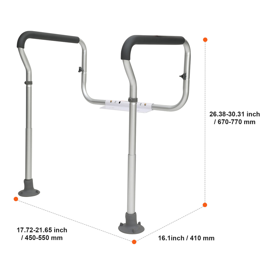 Adjustable Toilet Safety Rails with Padded Armrests