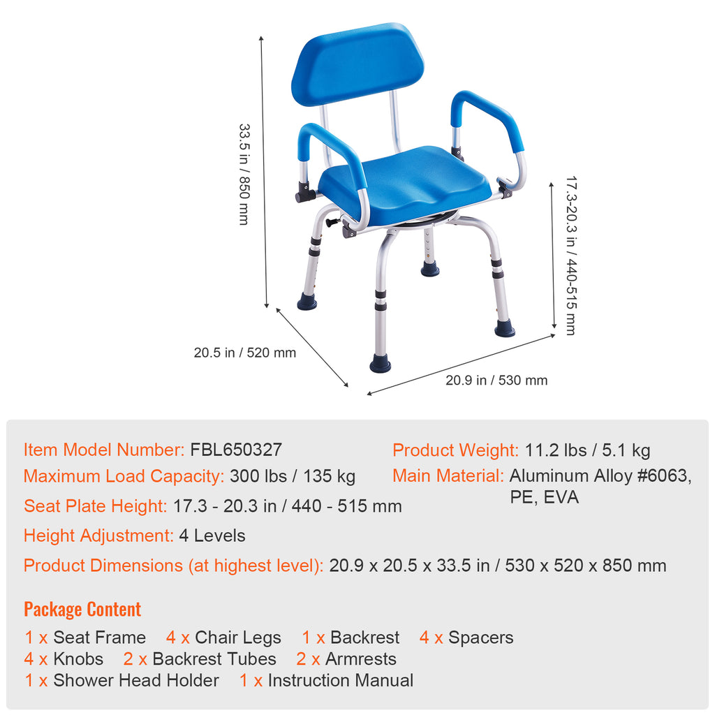 Sliding Tub Transfer Bench with 360° Swivel Seat