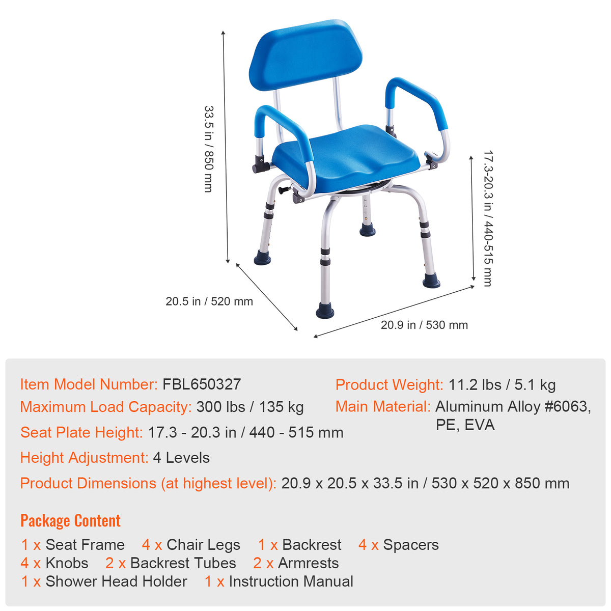 Sliding Tub Transfer Bench with 360° Swivel Seat