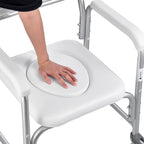 4-in-1 Rolling Bedside Commode Shower Chair with Wheels