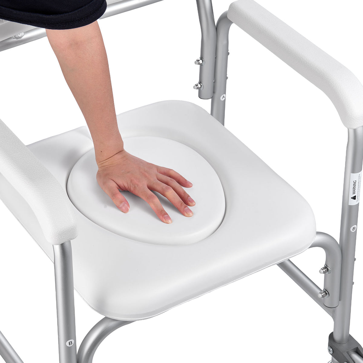 4-in-1 Rolling Bedside Commode Shower Chair with Wheels
