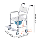 4-in-1 Rolling Bedside Commode Shower Chair with Wheels