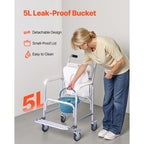 4-in-1 Rolling Bedside Commode Shower Chair with Wheels