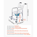 4-in-1 Rolling Bedside Commode Shower Chair with Wheels